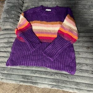 Blakeley Chunky Knit Sweater in Purple and Pink